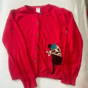 NWOT Gymboree cardigan with embroidered dog on front/side with cheetah buttons